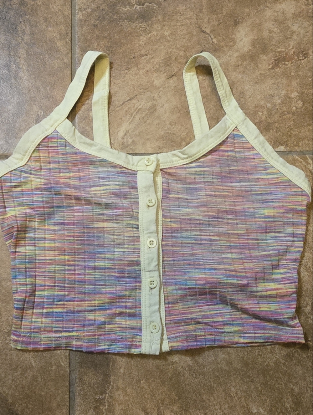 Yellow Multi | SHEIN | Buttoned Crop Tank